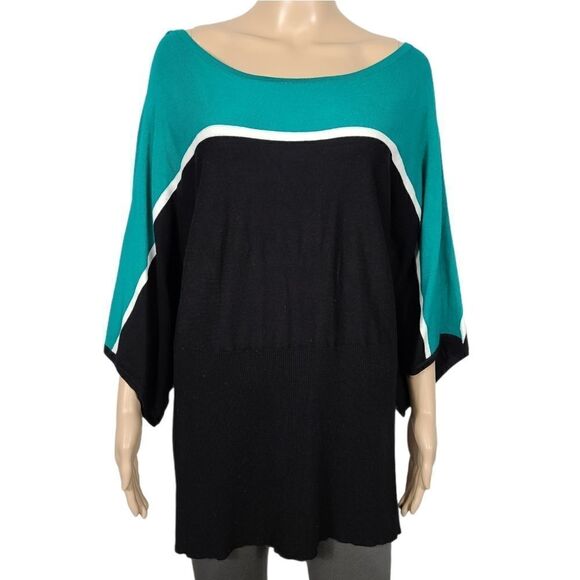 Style & Co Fit Flare Ocean Blue Top - Picture 2 of 9